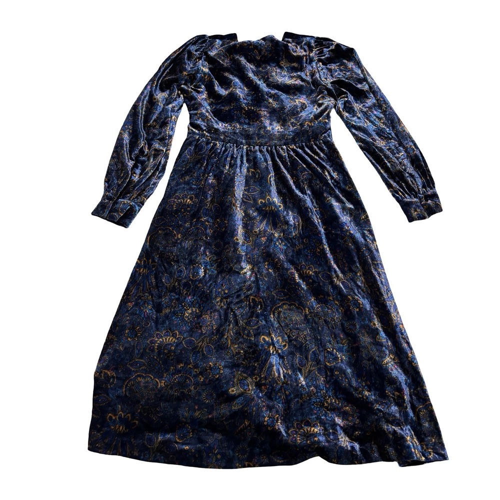 Boden Women's Velvet Midi Cocktail Party Tea Dress Paisley Pattern Sz 4P - 16x42 - Picture 2 of 10